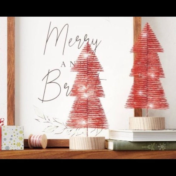 NWT  LED 2pk Christmas Tiered Bottle Brush Trees - Threshold™ red tabletop - Picture 3 of 6